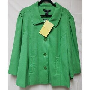 Dialogue Women’s 2X Swing Preppy Pea Coat Kelly Green Fully Lined NWT